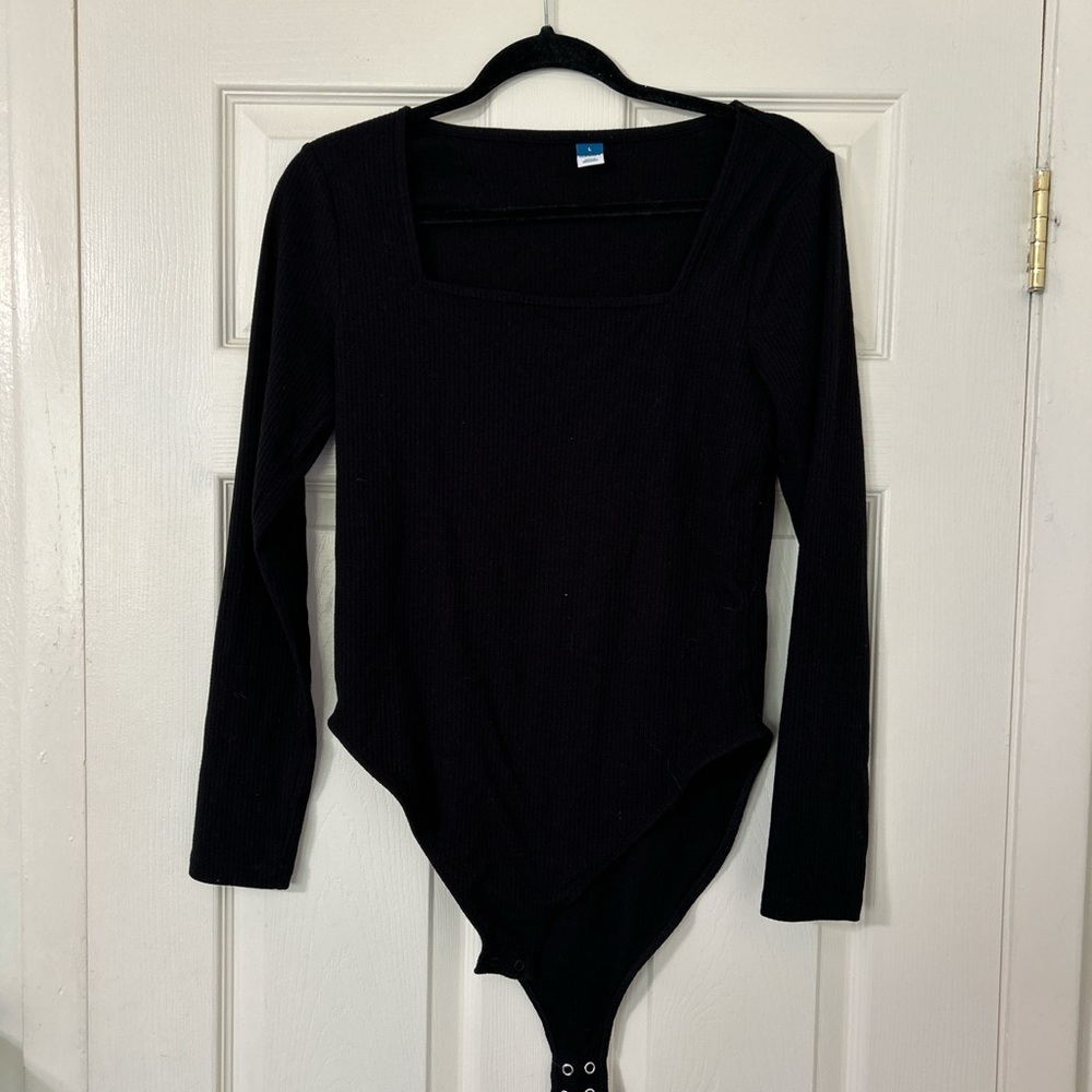 Old Navy Black Square Neck Bodysuit